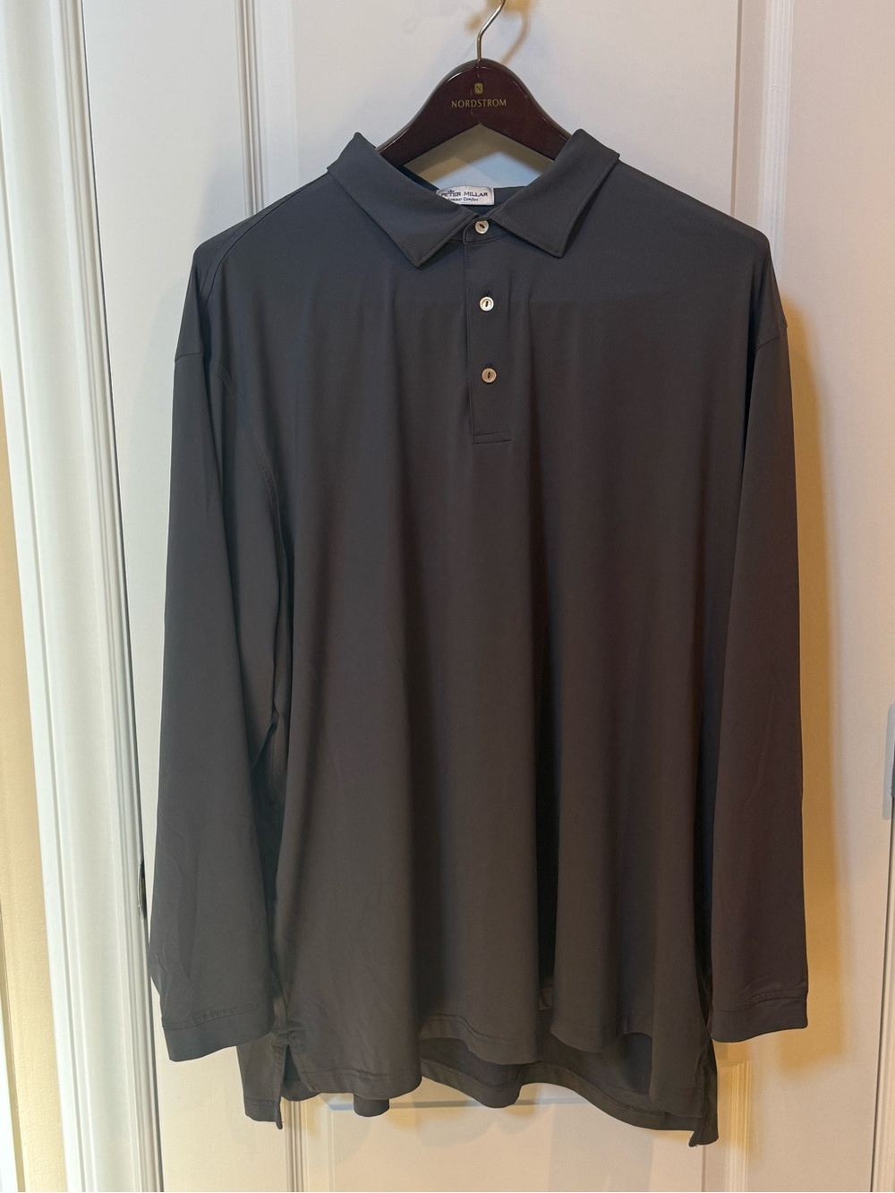 Peter Millar Men's Long-Sleeve Polo - Gray